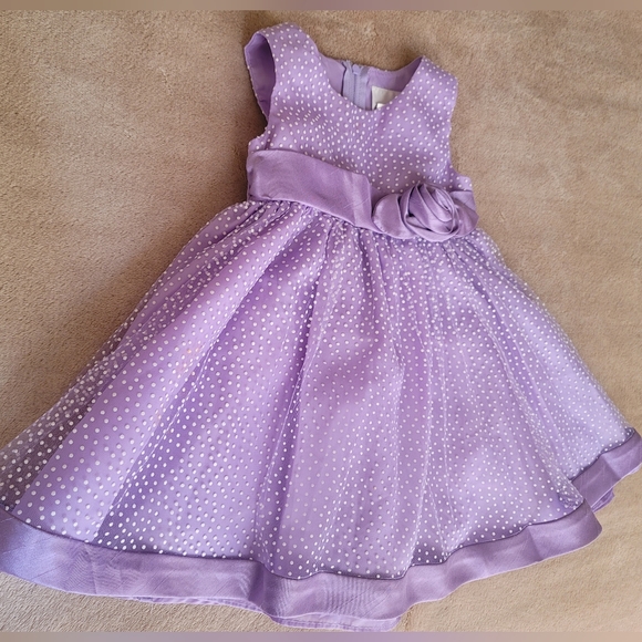 Rare Editions White Polka Dot Purple Sheer Dress Size 2T - Picture 4 of 6